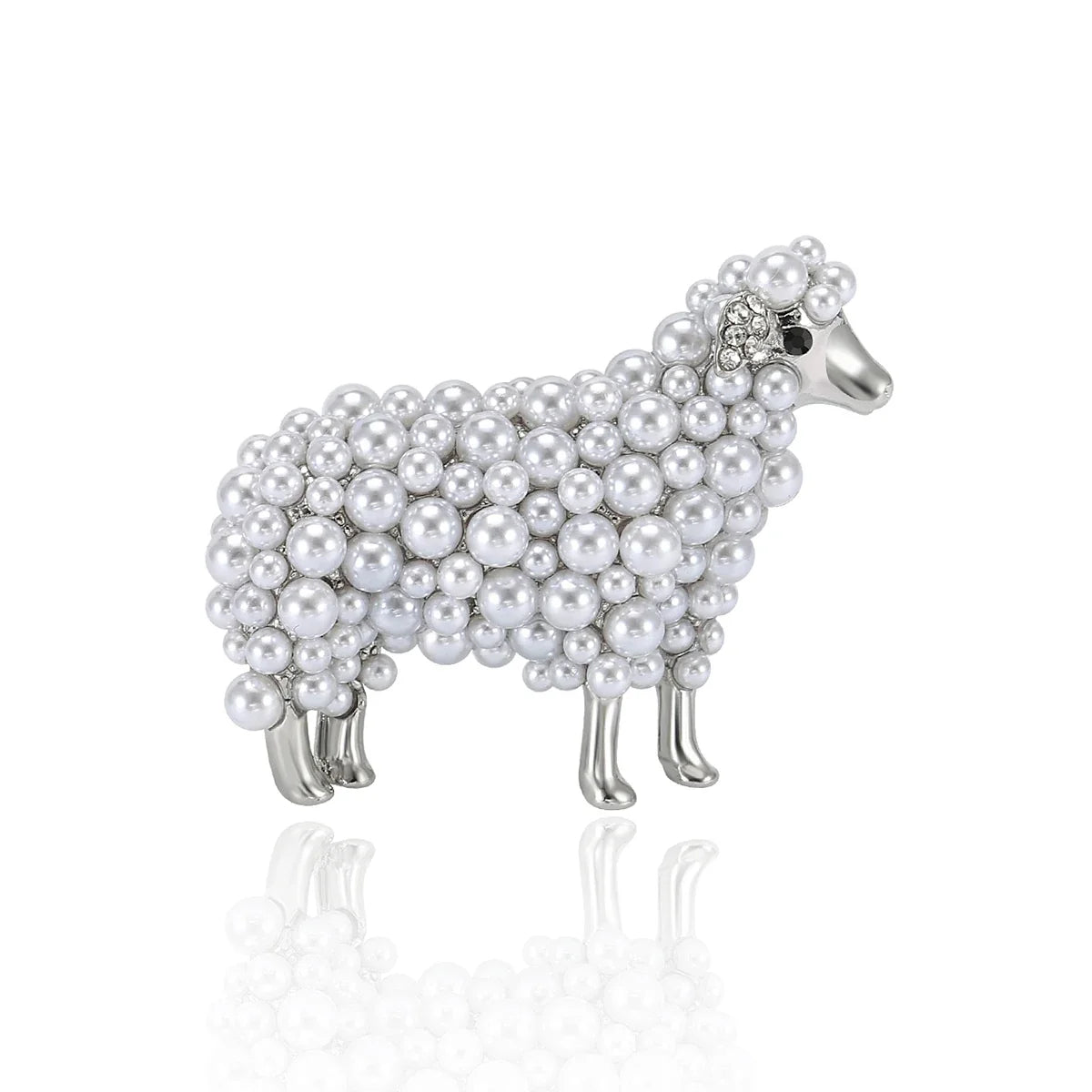 Faux Pearl Sheep Brooch