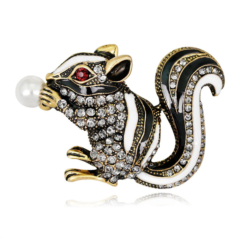 Crystal Squirrel Brooch
