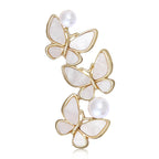 Faux Pearl Butterfly Brooch