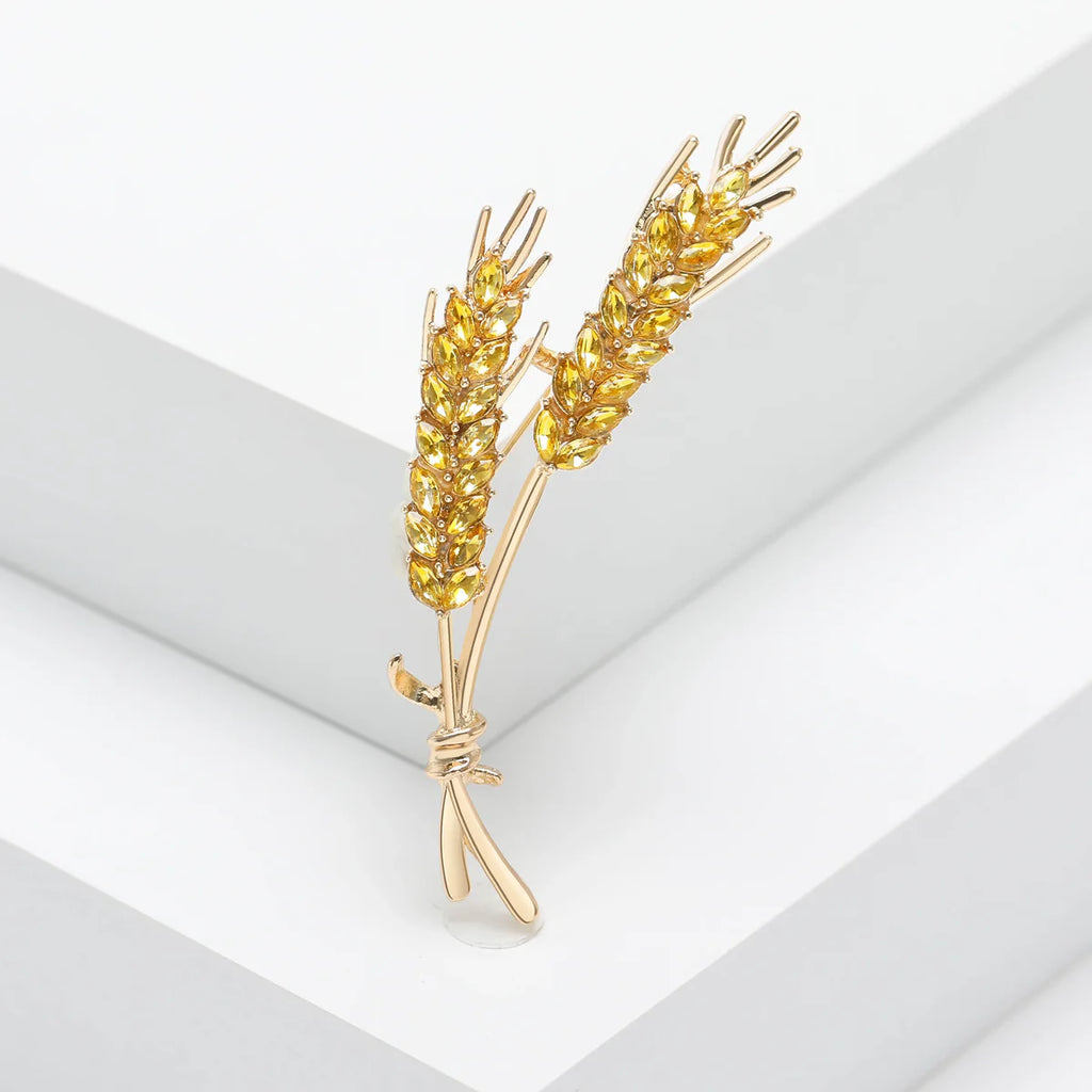 Crystal Wheat Ear Brooch