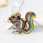 Crystal Squirrel Brooch