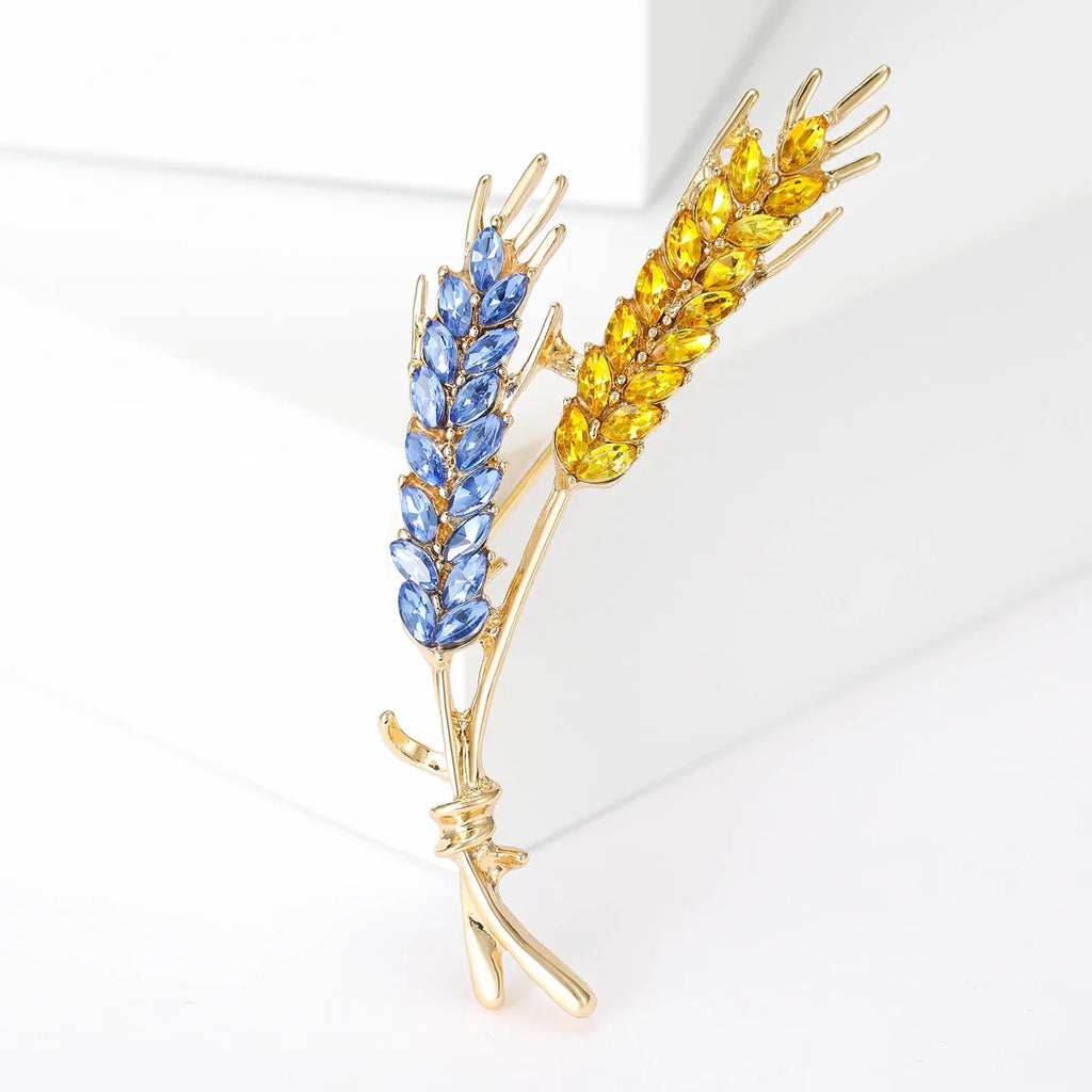 Crystal Wheat Ear Brooch