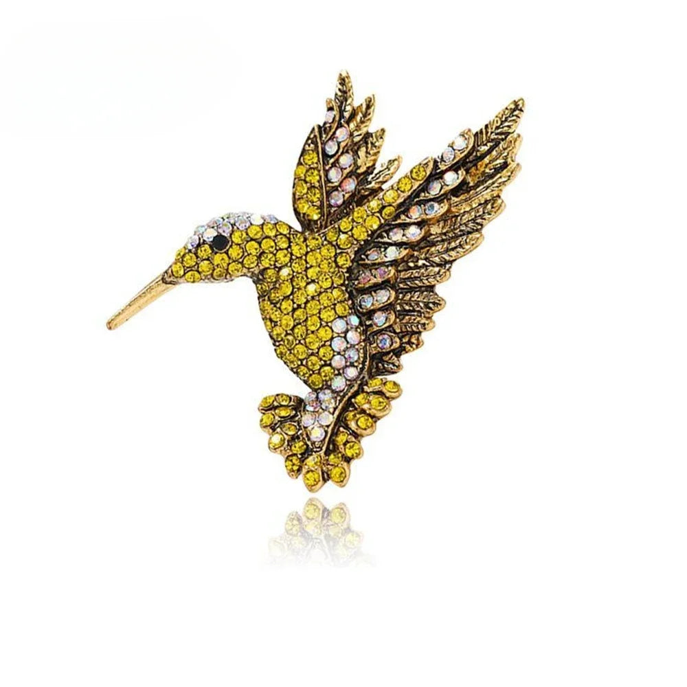 Crystal Hummingbird Brooch