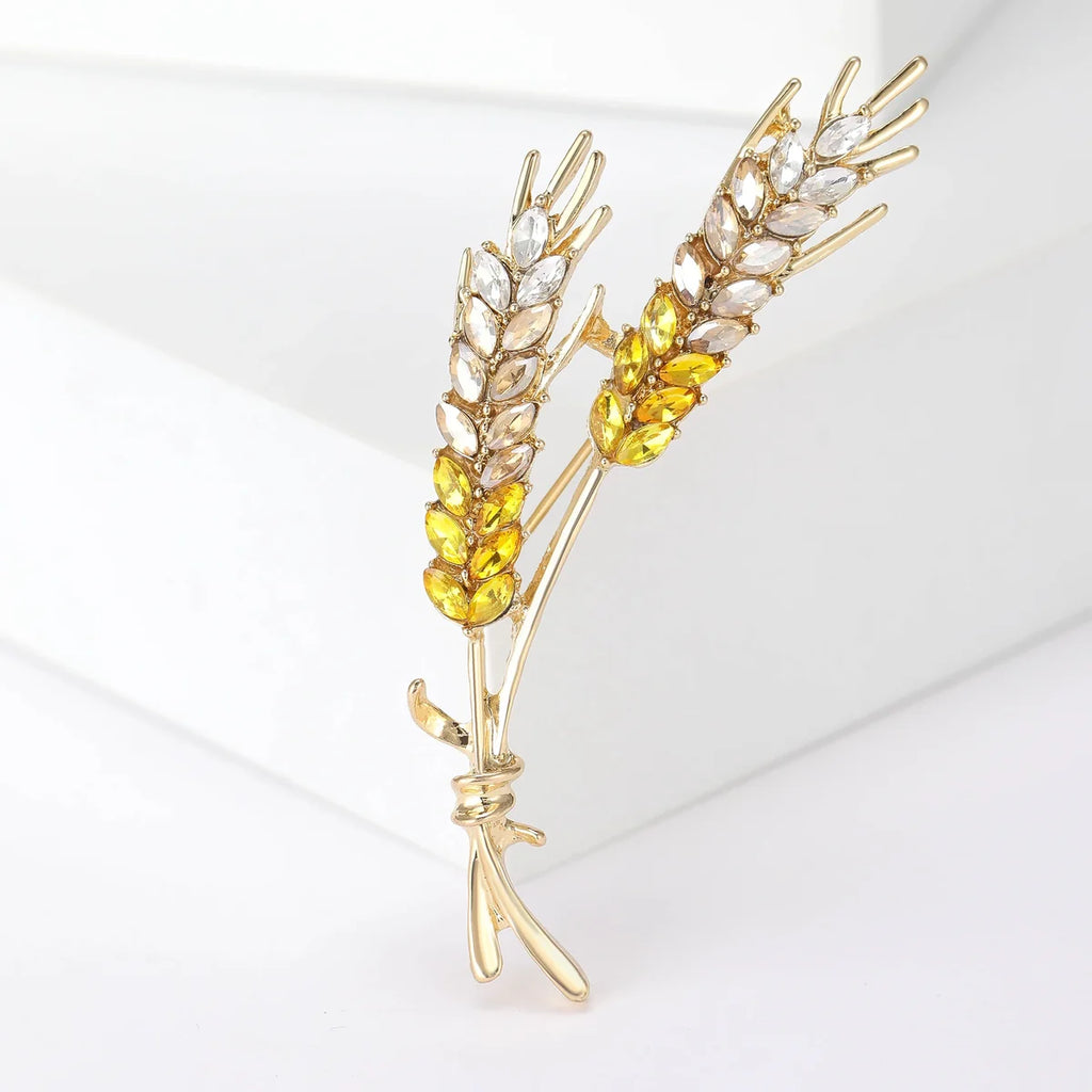 Crystal Wheat Ear Brooch