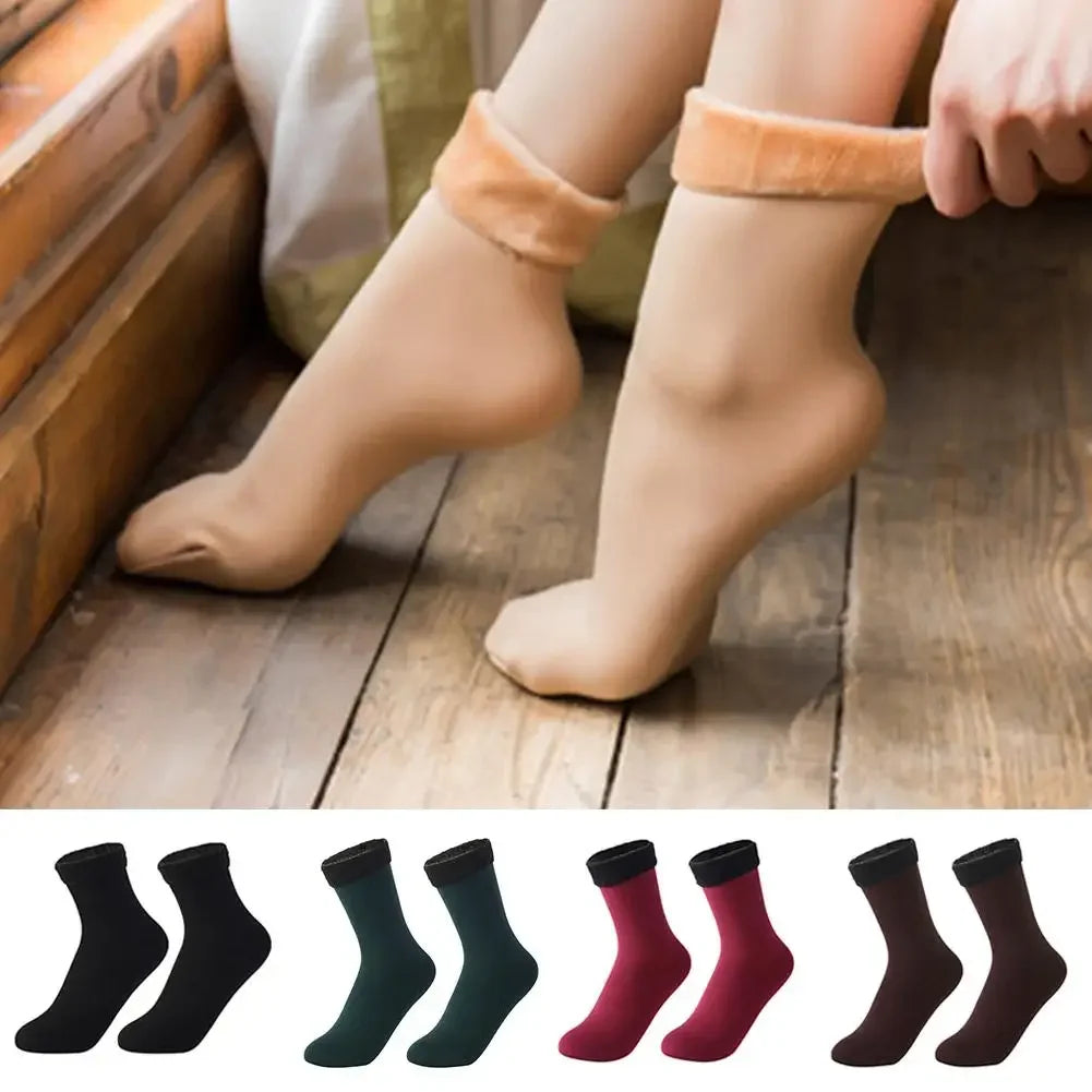 Women's fleece lined ankle socks in various colors, cozy winter warm hosiery